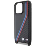 BMW - Leather M Edition Carbon Tricolor Lines & Strap (BMHCP15X23PSVTK) - iPhone 15 Pro Max - Black – Image 2