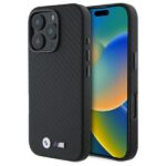 BMW - Leather Carbon Wrapped Metal (BMHCP16X23PUFWC) - iPhone 16 Pro Max - Black