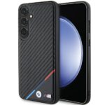 BMW - Leather Carbon Tricolor Line MagSafe (BMHMS24S23PUDTK) - Samsung Galaxy S24 - Black