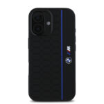 BMW - Hardcase Silicone Hexagon Blue Line MagSafe (BMHMP16S23SHEB) - iPhone 16 - Black – Image 2