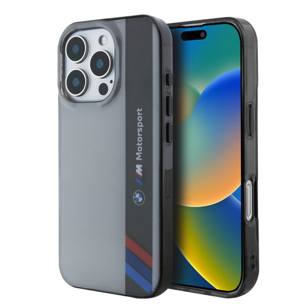 BMW - Hardcase Motorsport IML Vertical Stripe (BMHCP16X23HTFEG) - iPhone 16 Pro Max - Grey