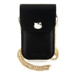 Hello Kitty - Leather Metal Logo Chain (HKOWBPGHDLMK) - Phone Pouch, Crossbody - Black – Image 2