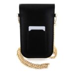 Hello Kitty - Leather Metal Logo Chain (HKOWBPGHDLMK) - Phone Pouch, Crossbody - Black – Image 3