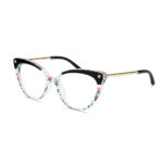 Techsuit - Anti-Blue Light Glasses Reflex TR90 (F93308) - Cat Eye - Black / Flowers