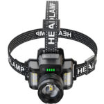 Techsuit - Head Lamp (HL-A-02) - Flashlight with 18650 Battery, 3 Colors LED Light 30W - Black
