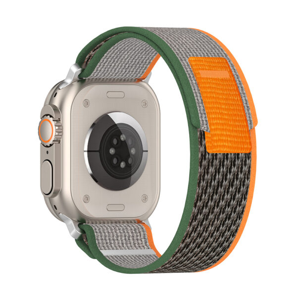 Techsuit - Watchband (W039) - Apple Watch 1/2/3/4/5/6/7/8/9/10/SE/SE 2/Ultra/Ultra 2 (42/44/45/46/49mm) - Green / Orange