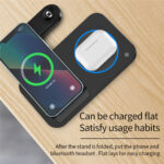Techsuit - Wireless Charging Station 3in1 (B-18) - for Universal Phones / Apple Watch / Airpods, Folding Design - Black – Image 2