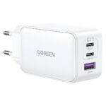 Ugreen - Wall Charger Nexode (15334) - USB-A, QC 3.0, 2x USB-C, PD, GaN 65W, 3.25A - White