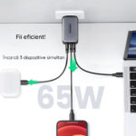 Ugreen - Wall Charger Nexode (15334) - USB-A, QC 3.0, 2x USB-C, PD, GaN 65W, 3.25A - White – Image 4