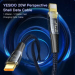 Yesido - Data Cable (CA101) - Type-C to Lightning, 20W, 480Mbps, 1.2m - Black – Image 3