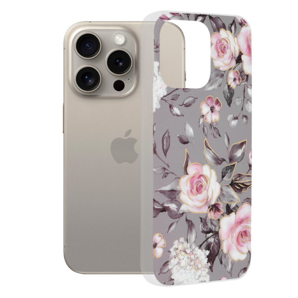 Techsuit - Marble Series - iPhone 15 Pro Max - Bloom of Ruth Gray