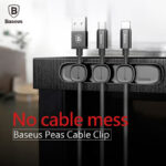 Baseus - Cable Organizer (ACWDJ-01) - 3 Holder Clips - Black – Image 5
