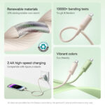 Baseus - Data Cable Habitat Series (P10360200421-01) - USB to Lightning, 480Mbps, 2.4A, 2m - Wheat Pink – Image 6