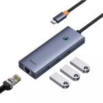 Baseus - Docking Station UltraJoy Series (B0005280A813-00) - Type-C to 3 x USB 3.0, RJ45 - Space Grey