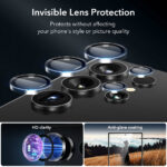 ESR - Screen Shield + Camera Lens Protectors (2 pack) - Samsung Galaxy S24 Ultra - Black – Image 3