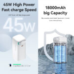 Usams - Power Bank XMF Series (US-CD217) - GaN Fast Charging USB-C PD45W with Retractable Lightning Cable, 80cm - Black – Image 2