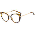 Techsuit - Anti-Blue Light Glasses Reflex Metal (F5020-LRW) - Cat Eye - Leopard Brown