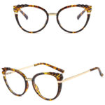 Techsuit - Anti-Blue Light Glasses Reflex Metal (F5020-LRW) - Cat Eye - Leopard Brown – Image 3
