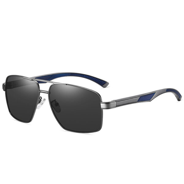 Techsuit - Sunglasses Polarized (LM001) - for Men, with UV Protection, Aluminum Alloy Frame - Gun Color / Black Gray